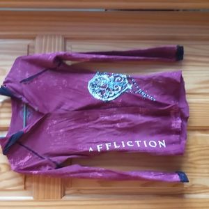 Affliction button up hooded shirt